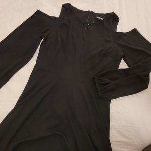 Express Cut Out Shoulder Fit and Flare Keyhole Neck Dress